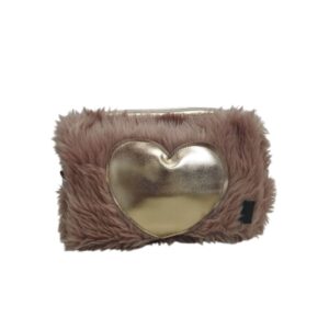 Cartuchera / Neceser Corazón de Peluche Marrón – Amplio, Suave y Multifunción
